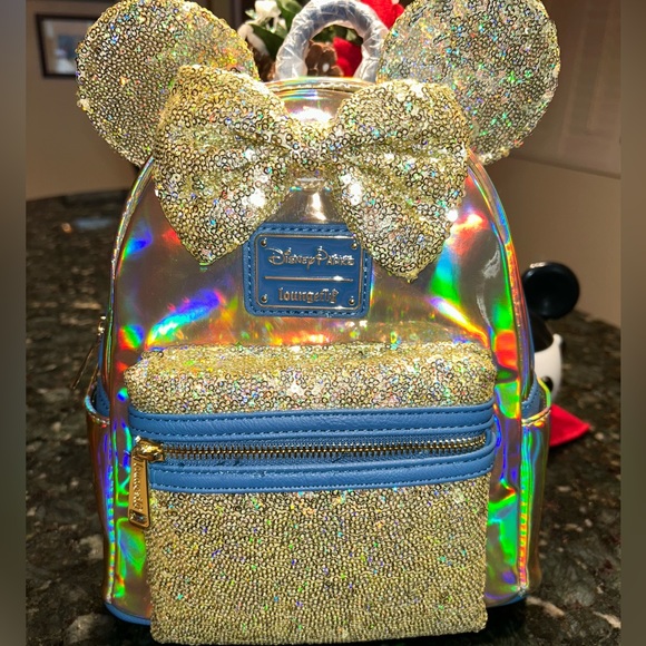 Loungefly Handbags - Gorgeous Iridescent & Gold Disney Park Loungefly Backpack